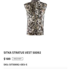 SITKA Camouflage Sleeveless Vest